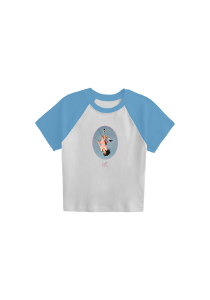 album cover stitched women's baby cropped raglan