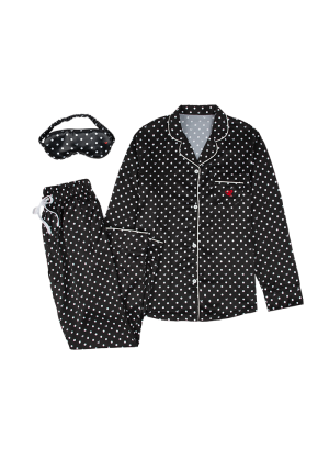 black polka dot OR pajama + sleepmask set